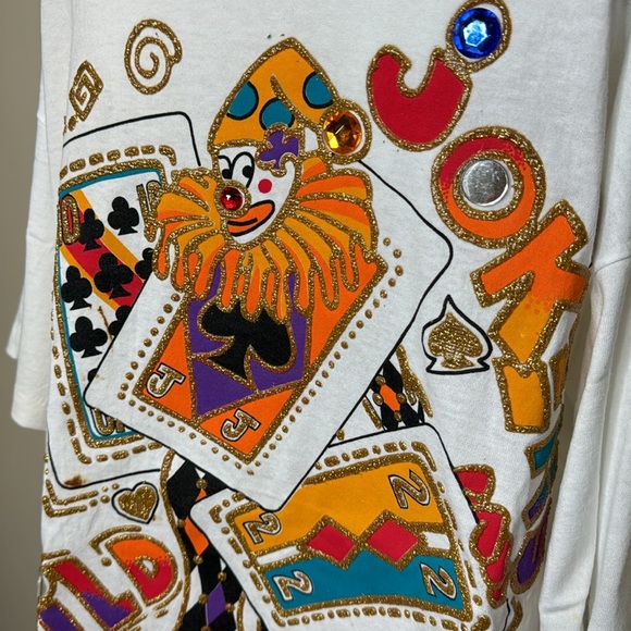 Vintage 80s Trump taj mahal clown glitter tshirt approx L - Picture 3 of 9